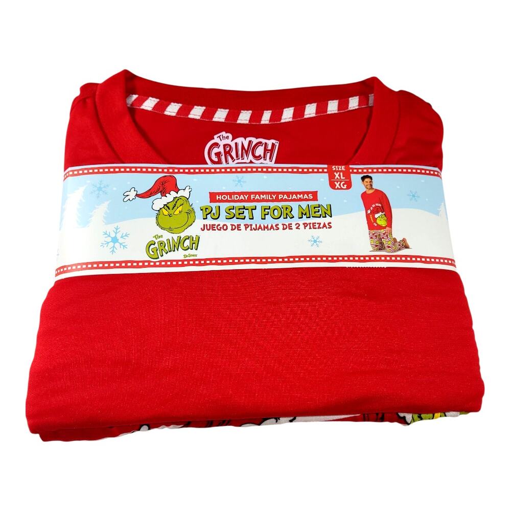 NEW The Grinch Men's 2 Pc Pajama Set Christmas Sleepwear Pants/ Shirt XL NWT